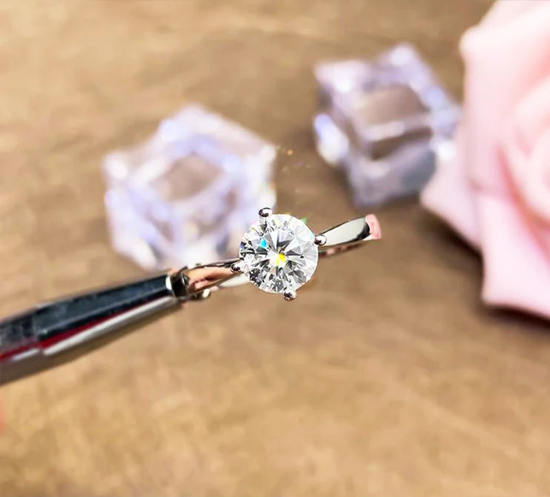 100% Real Moissanite Ring Adjustable Size S925 Sliver D VVS1 Pass Diamond Test Pen GRA Certificate 18K Plating Rings for Women