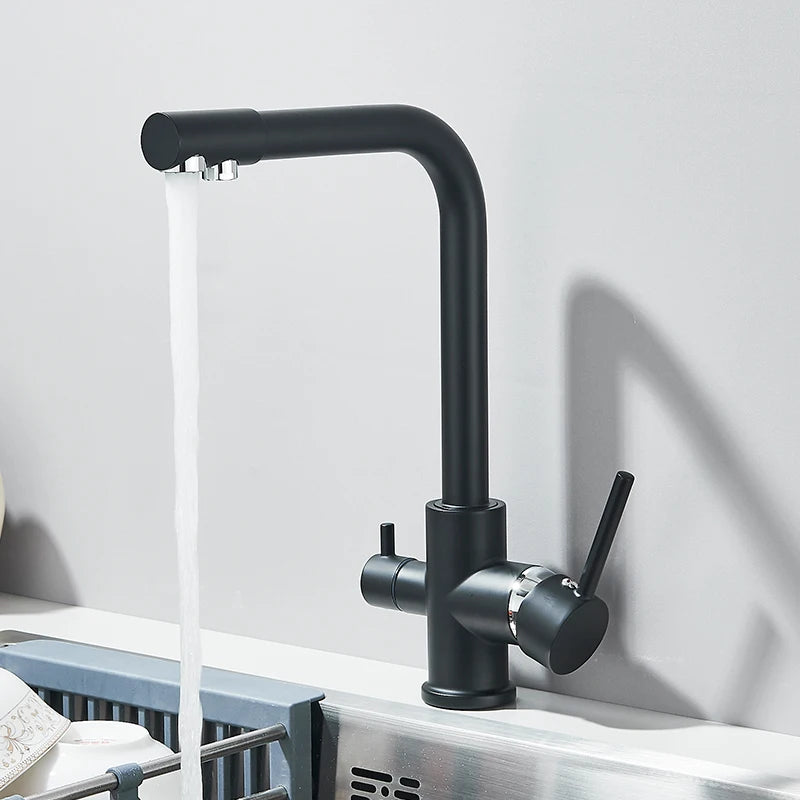 Rozin Chrome Brass Purified Water Kitchen Faucet Mixer Tap and Pure Water Filter Faucet Deck Mounted Dual Handles Hot Cold Taps