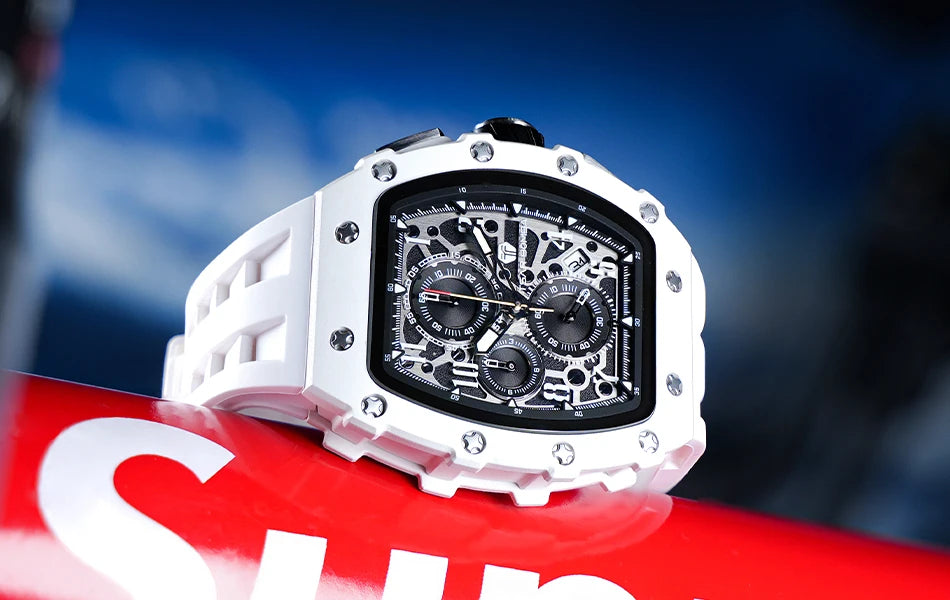 TSAR BOMBA New TB8204 Watch for Men Japan Quartz Chronograph 50M Waterproof Wristwatch Fashion Sport Clock Male Luxury Mens Gift