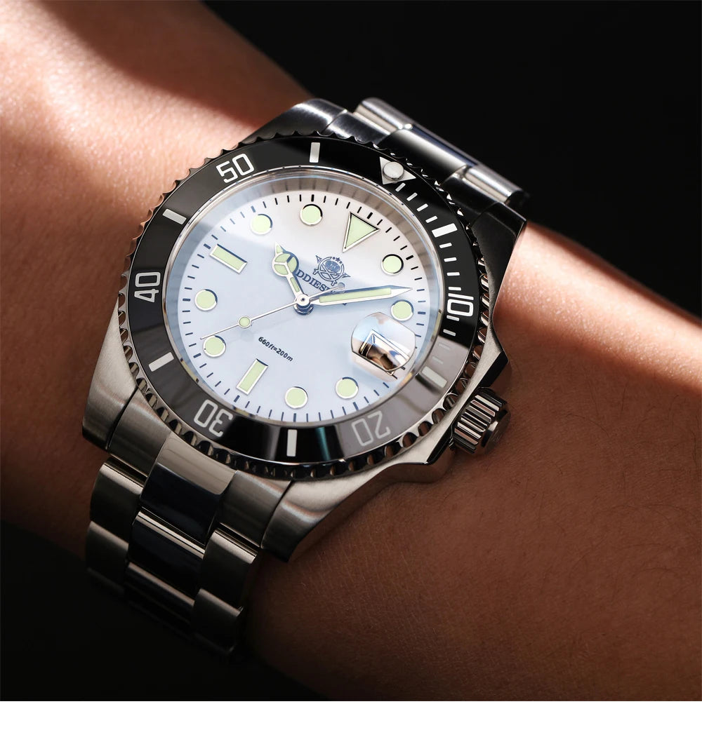 ADDIESDIVE High Quality Luxury Men Quartz Watch 20Bar BGW9 Super Luminous relógio masculino 316L Stainless Steel Dive WristWatch