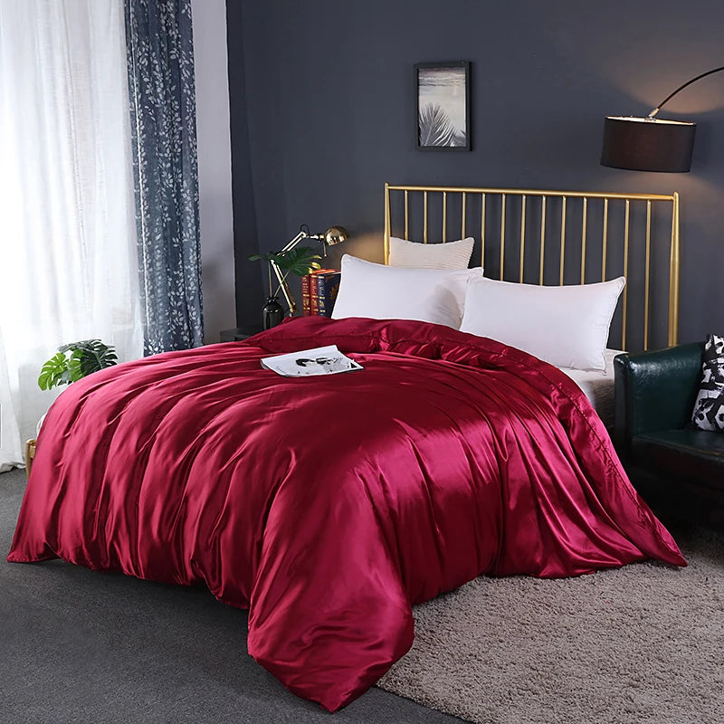 Luxury High Quality  Satin Duvet Cover Rayon Quilt Cover High Density Fabric Duvet Cover  Supple High waterfall