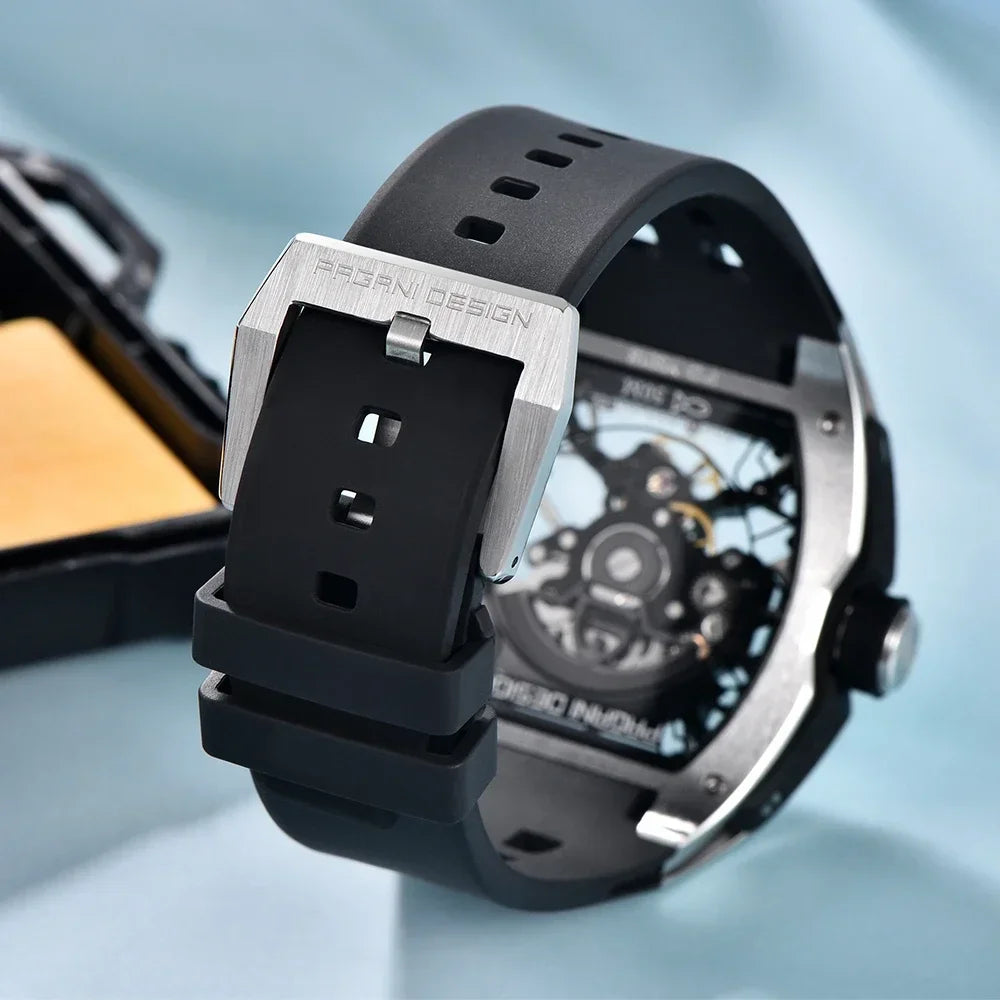 2025 new pagani design men's skeleton high-end watch rubber starp waterproof luminous fashion trend automatic mechanical watch.