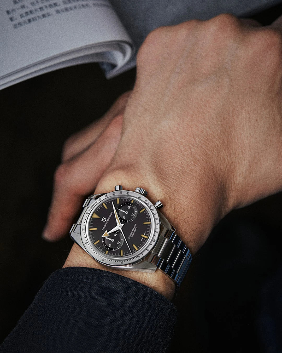 PAGANI DESIGN 2025 Mens watches Moon Quartz  Watch men speed Sport waterproof Chronograph AR Sapphire VK64 Steel Retro Luminous