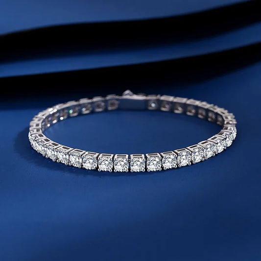 2.5/3/4/5mm Moissanite Tennis Bracelet 925 Sterling Silver Plated White Gold Bracelet for Women Man Sparkling Party Jewelry