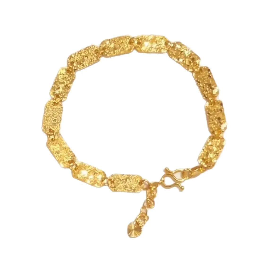 9999 24K real gold store, same style gold, women's bracelet, square plate, beautiful jewelry