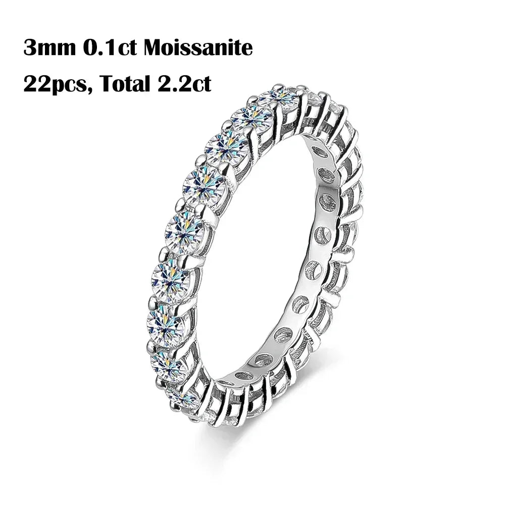 3mm 5mm D Color Moissanite Full Eternity Ring Engagement Wedding Band with GRA 925 Sterling Silver Rings for Women Fine Jewelry