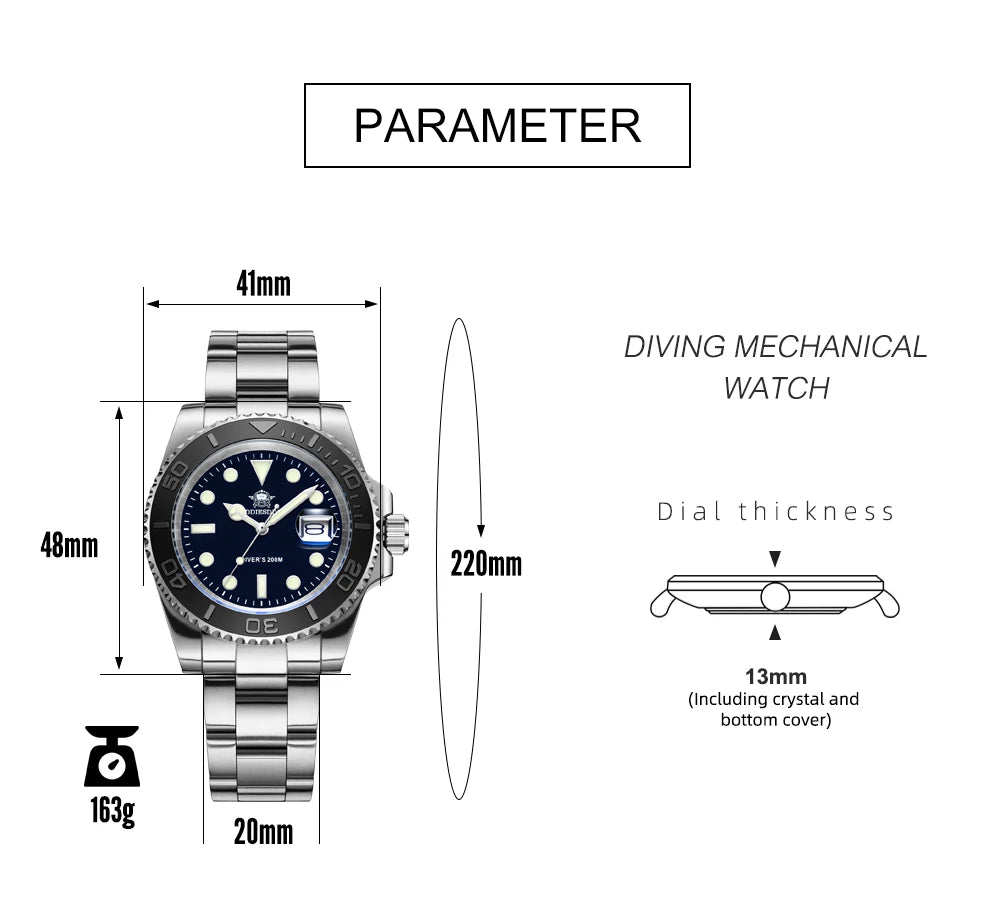 ADDIESDIVE Top Brand Quartz WatchBusiness Stainless Steel 200M Dive Super Luminous Watches Calendar Mens Wristwatch Reloj Hombre