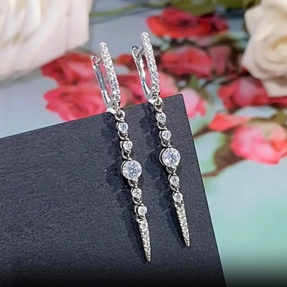 Serenity 1.118ct D Color Moissanite Long Tassel Earrings for Women 100% S925 Sterling Silver Plated 18K Lab Diamond Drop Earring