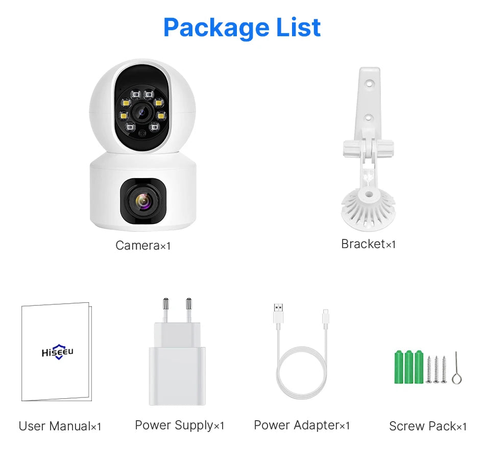 Hiseeu 2K 4MP PTZ IP Camera WIFI Wireless Smart Home Security Surveillance Camera Two-way Audio Indoor Baby Pet Monitor Camera