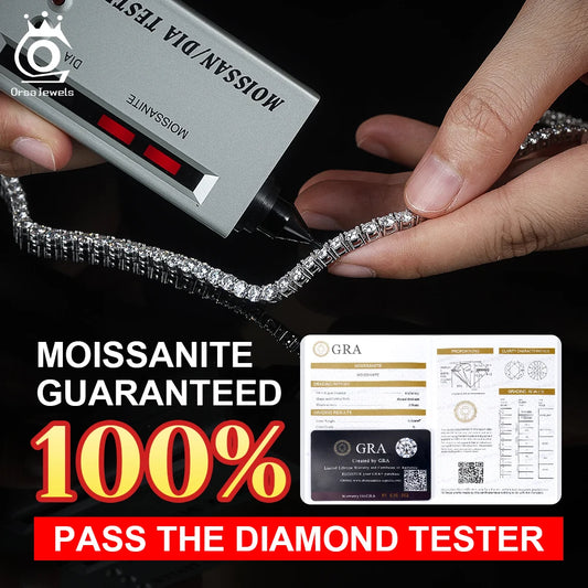 ORSA JEWELS Sparkling 925 Sterling Silver D Color VVS Moissanite Diamond Tennis Bracelet Brilliant Hand Chain Jewelry SMOB01