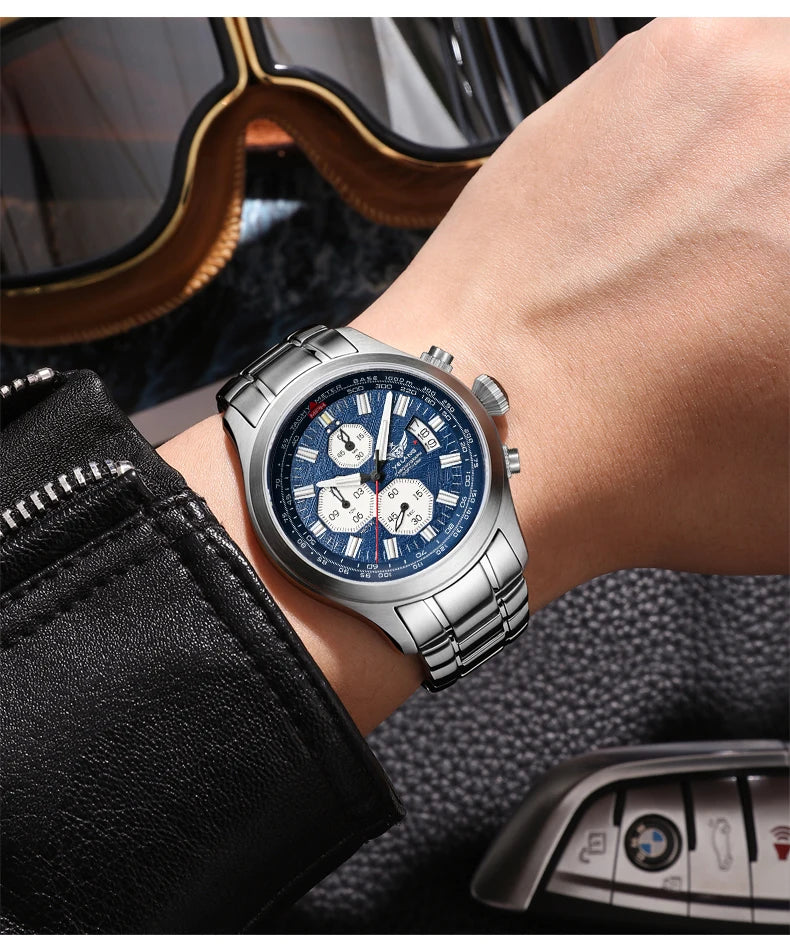 Yelang V1029S Men's Quartz Watch Japan OS00 Movement Business Luminous Stainless Steel 10Bar Waterproof Sports Watches