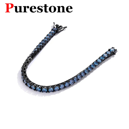 Royal blue Moissanite Bracelets for Women Hip hop Original 925 Sterling Silver Jewelry Women's man's Moissanite Tennis Chain