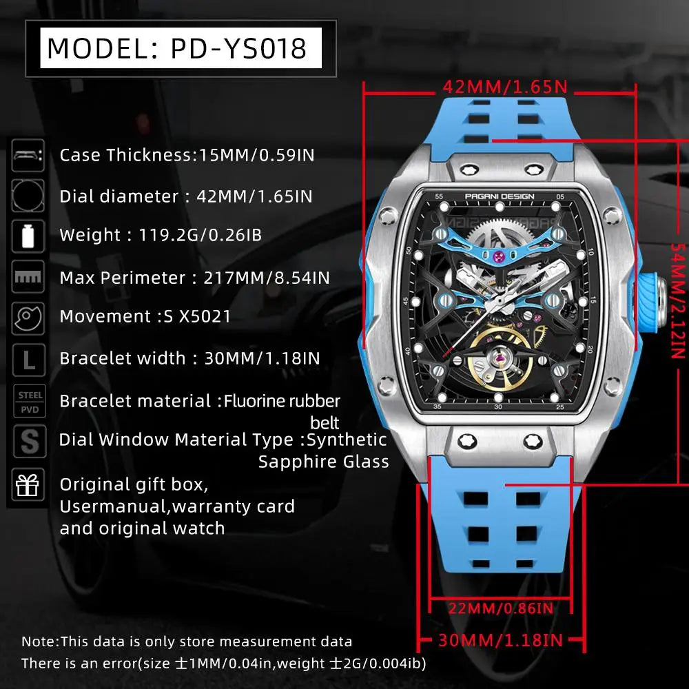 PAGANI DESIGN 2025 New Men's Automatic Mechanical Watch 42mm Fashion Casual Skeleton Sapphire Stainless Steel Watch for Men