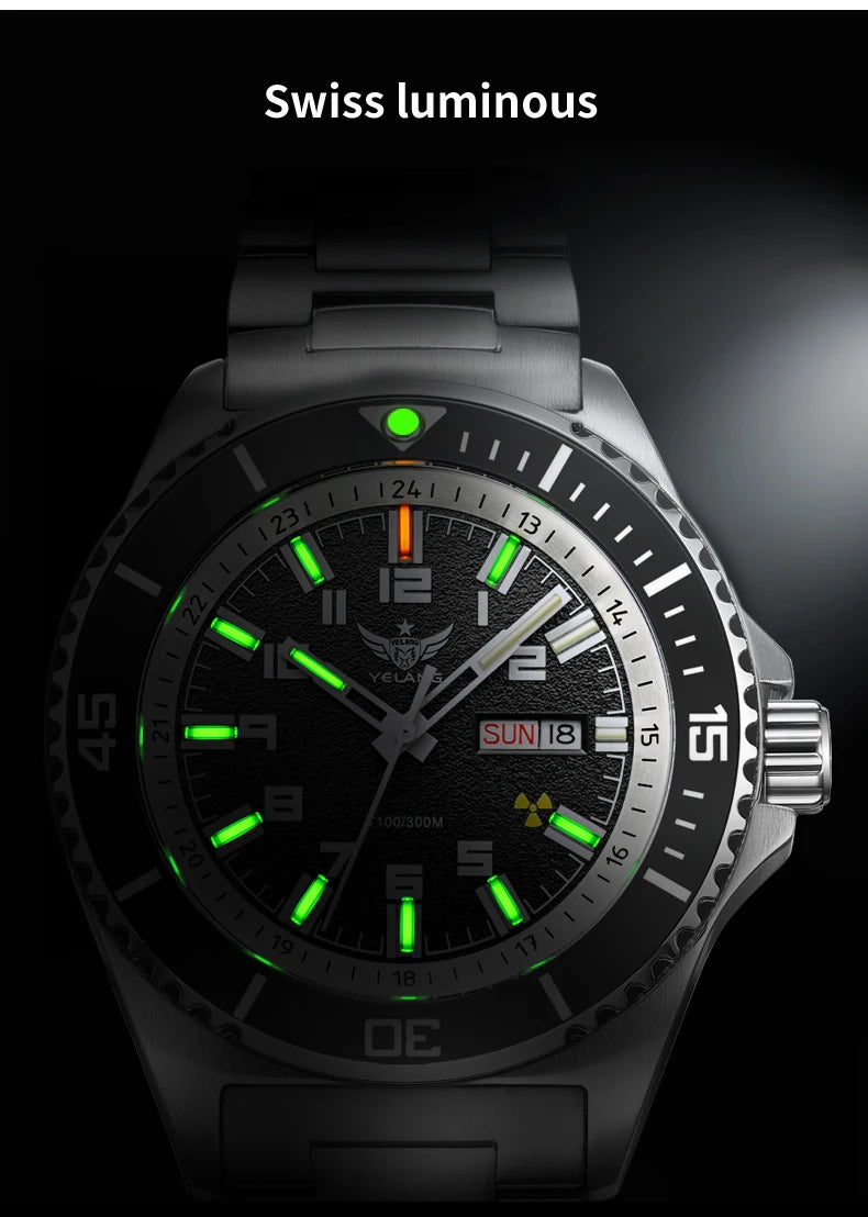 Yelang V1031 Luxury Men Brand Watch 44mm Diver Water Watches Japan 8205 Automatic Mechanical movement Luminous 300M Waterproof