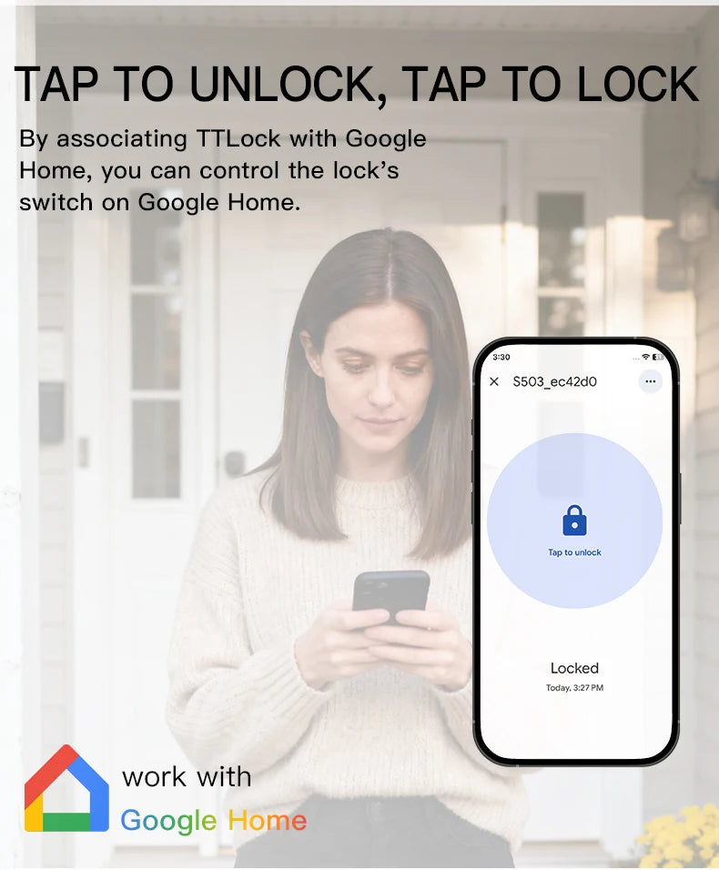 2025 Smart Door Lock With Bluetooth-compatible TTLock APP Digital Electronic Lock Smart Home Wooden Door Lock Fingerprint