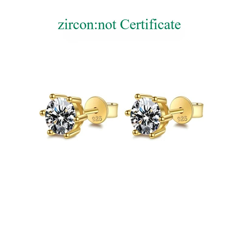 Smyoue 0.1-3CT Certified Moissanite Stud Earring for Women Classic Sparkling Lab Diamond Sterling Silver 925 Jewelry 6-Claws