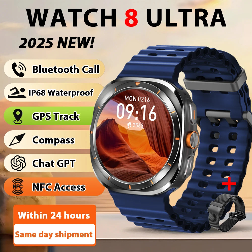 2026 New Watch8 Ultra Smart Watch Classic NFC Health Monitoring  Bluetooth Call 3ATM Waterproof HD Smartwatch For IOS Android