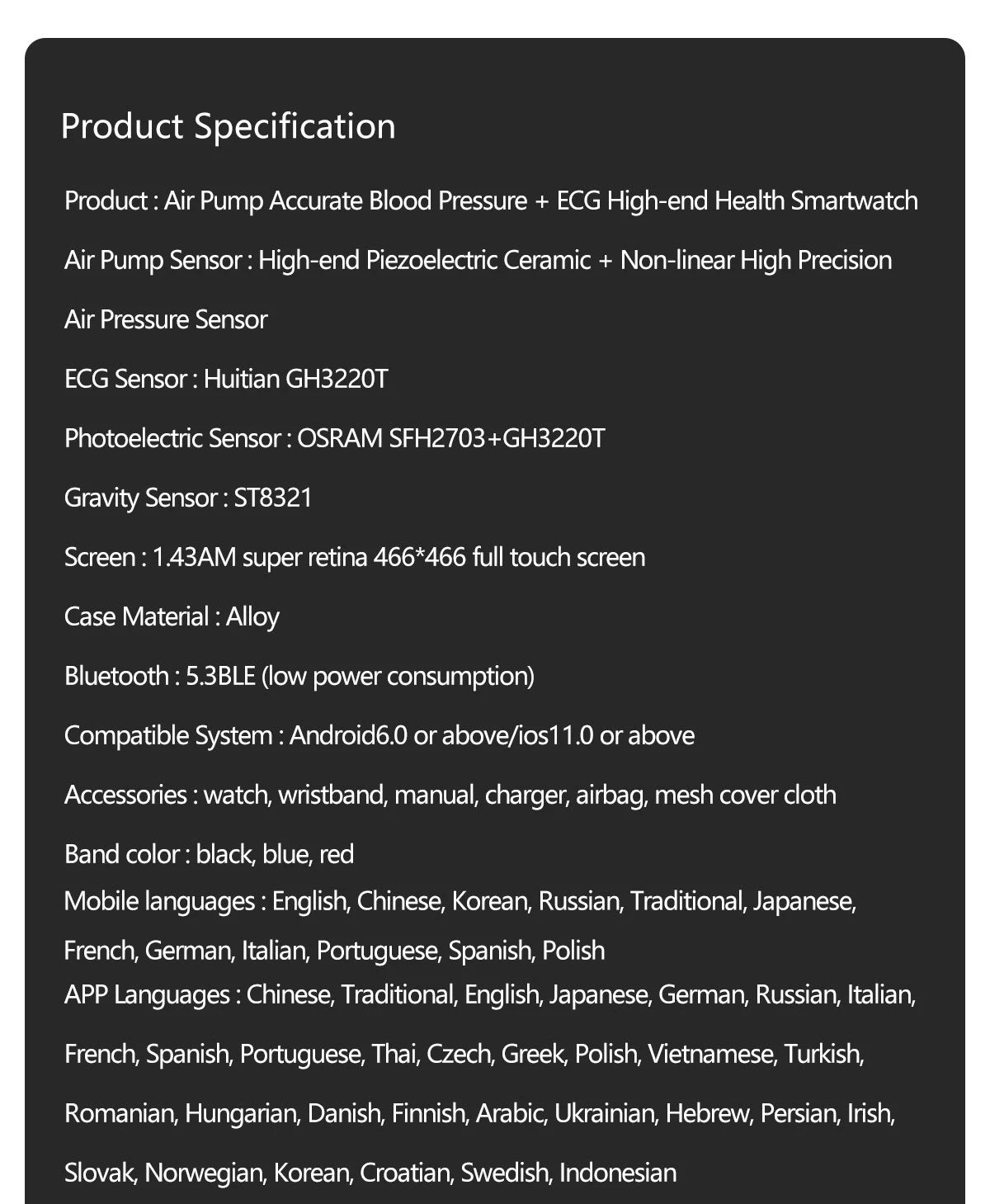 2026 New ECG Air Pump Airbag Accurate Measure Smart Watch Men Micro Physical Examination Blood Pressure Sport SmartWatch Health