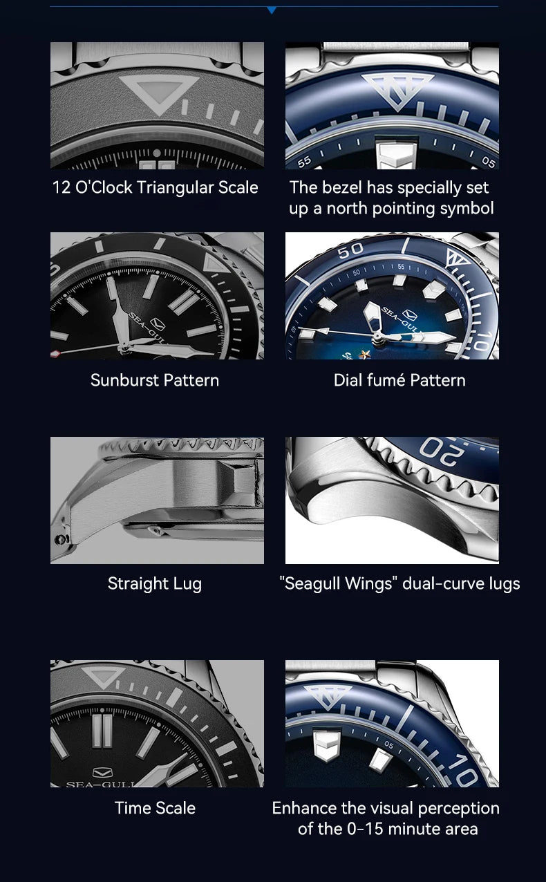 Seagull 40mm Ocean Series Pro Wristwatch relogio masculino Men's Automatic Mechanical Watch 300m Diving Sapphire Crystal 1213