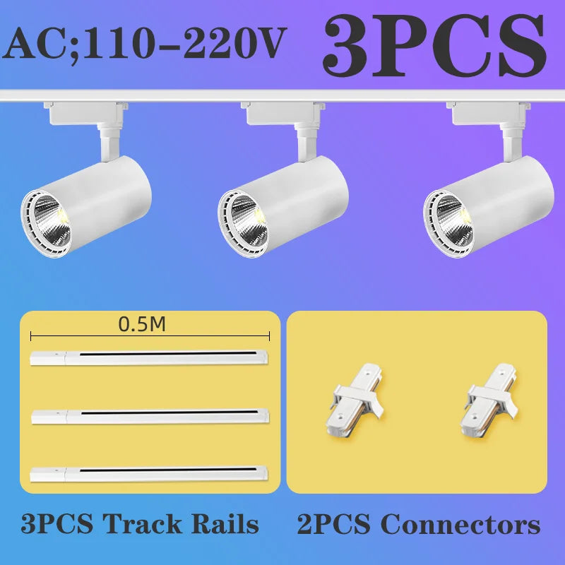 Full Set Led Track Light Fixture Rail 110-220V COB Ceiling Track Lamp 20/40W Spot Lighting For Clothing Shop Living Room Home
