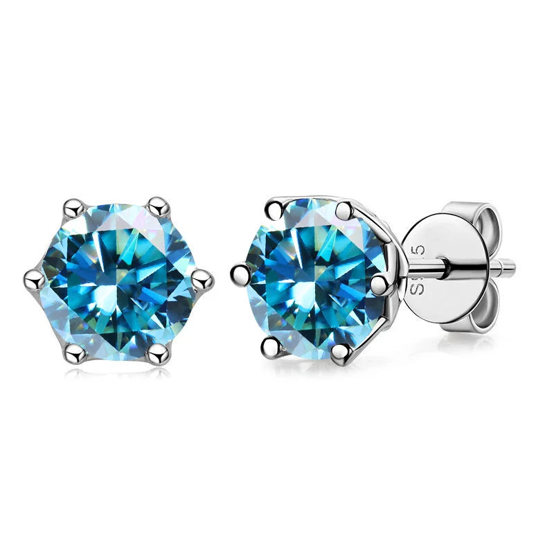 Butterflykiss Real 1 CT D Color Moissanite Stud Earrings For Women Top Quality 925 Sterling Silver Sparkling Wedding Jewelry