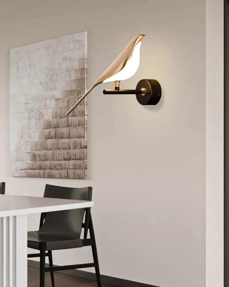 Creative Bird 360° Rotatable LED Wall Lamps Bedroom Bedside Indoor Golden Touch Switch LED Wall Lights Wall Sconce Home