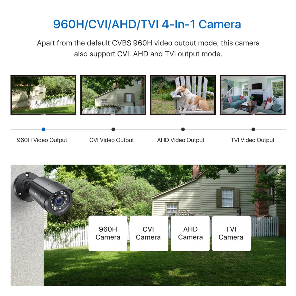 ZOSI 4 Stück/Los 1080p HD-TVI CCTV Überwachungskamera, 24m Nachtsicht, wetterfestes Outdoor Überwachungskamera-Set
