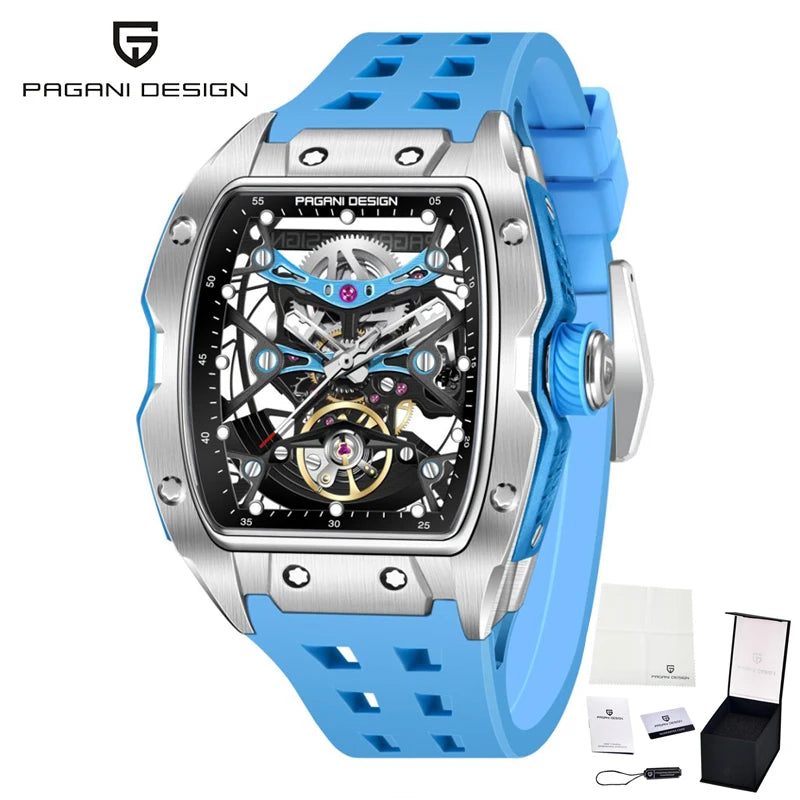 PAGANI DESIGN 42MM New fashion Hollow Back Transparent Movement Luxury Men Watch Sapphire Glass Automatic Men Watches For Men