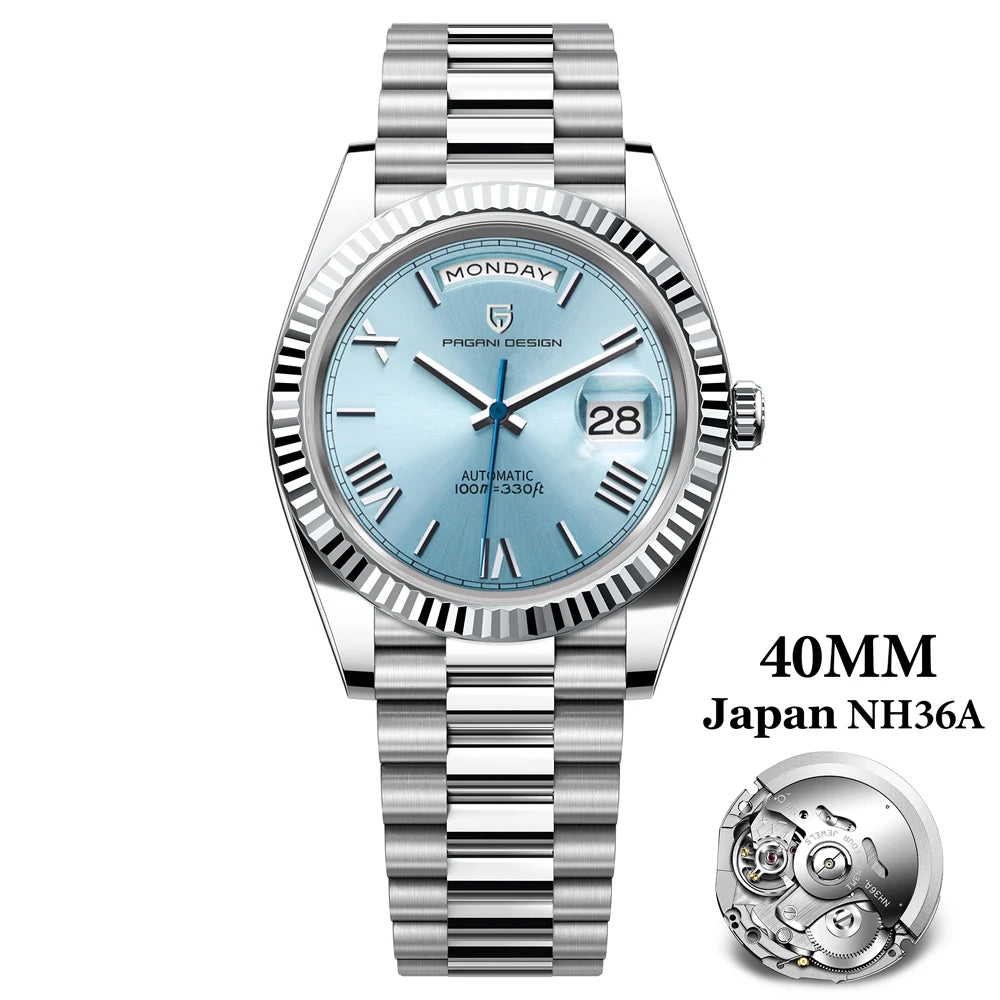 PAGANI DESIGN Men's Watches DD40 Gold White Luxury Automatic Watch Men TMI NH36A Date Week Mechanical Watches For Men 2025 New