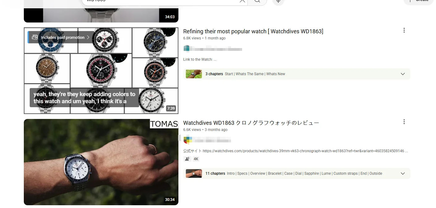 Watchdives WD1863 VK63 Quartz Chronograph Movement Bubble Sapphire Crystal 100m Waterproof Luminous 39mm Vintage Watches