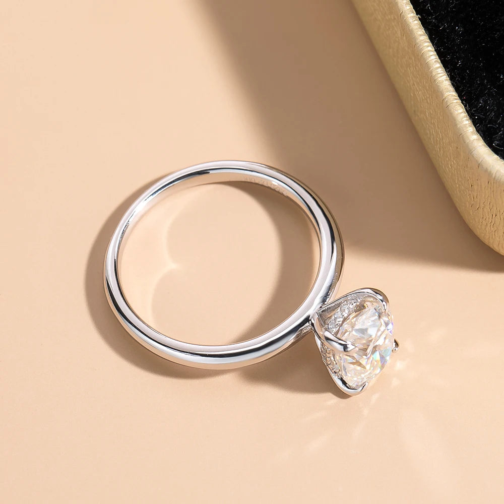 Serenity 4 Claw 2ct Oval Cut D Color Moissanite Rings For Women Anniversary Gift S925 Sterling Silver Couples Rings Fine Jewelry