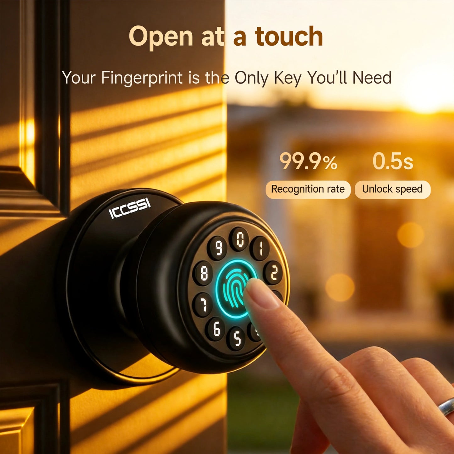 Smart door lock four in one fingerprint password IC card Tuya APP remote unlocking mechanical key suitable for home apartments