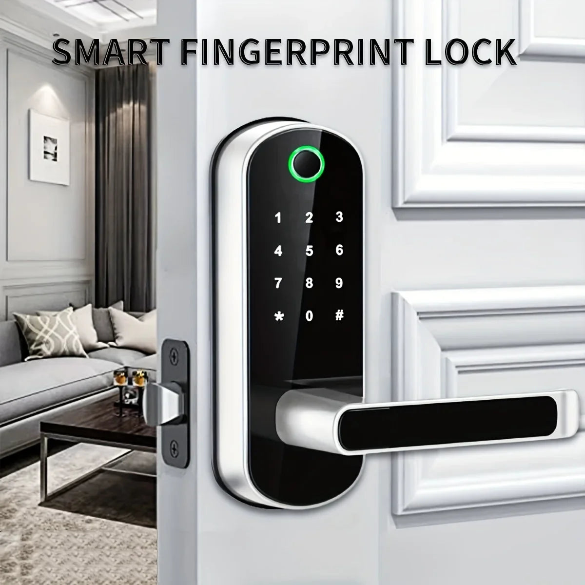 New Smart Fingerprint Door Lock with Keypad, Biometric Electronic Door Lock, Fingerprint/Password/Key Unlock for Home/Office
