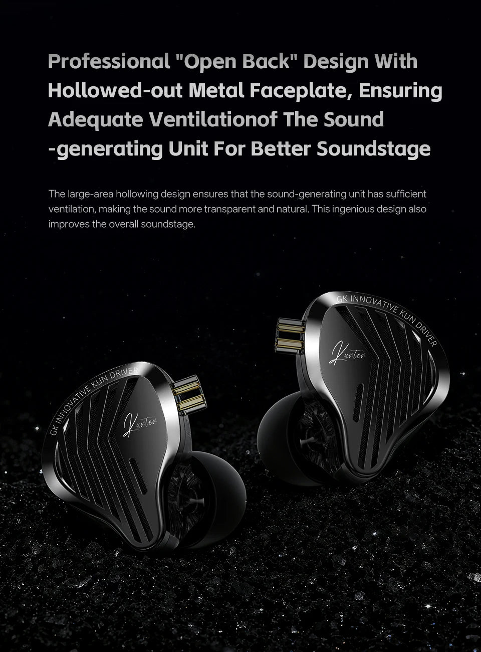 GK KUNTEN Dynamic Drive Headphones HIFI Heavy Bass Earbuds Sports Metal Headphones Detachable Headphones 2PIN KZ Zenith EDX