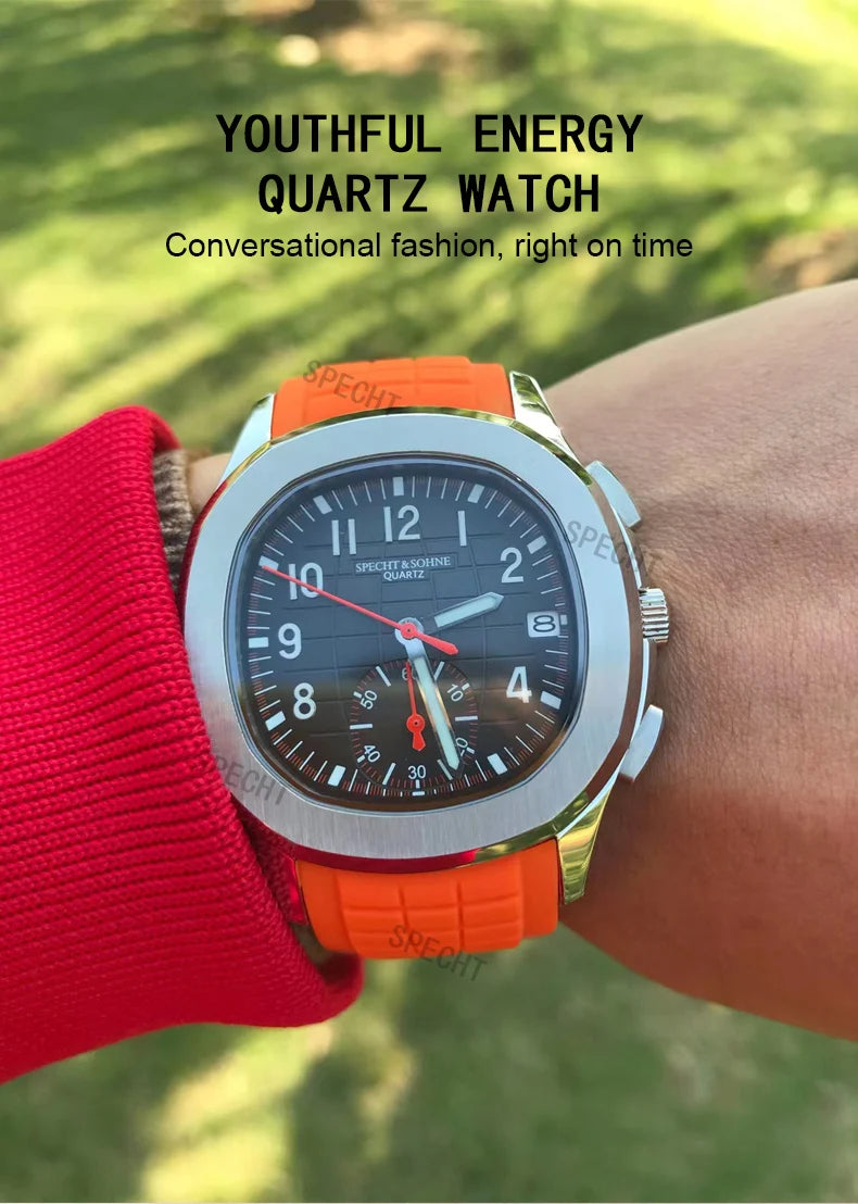 Dropshipping 2025 Best Selling Products Wristwatch For Men Japan Chronograph Quartz Watch Orange Rubber Strap Relogio Masculino