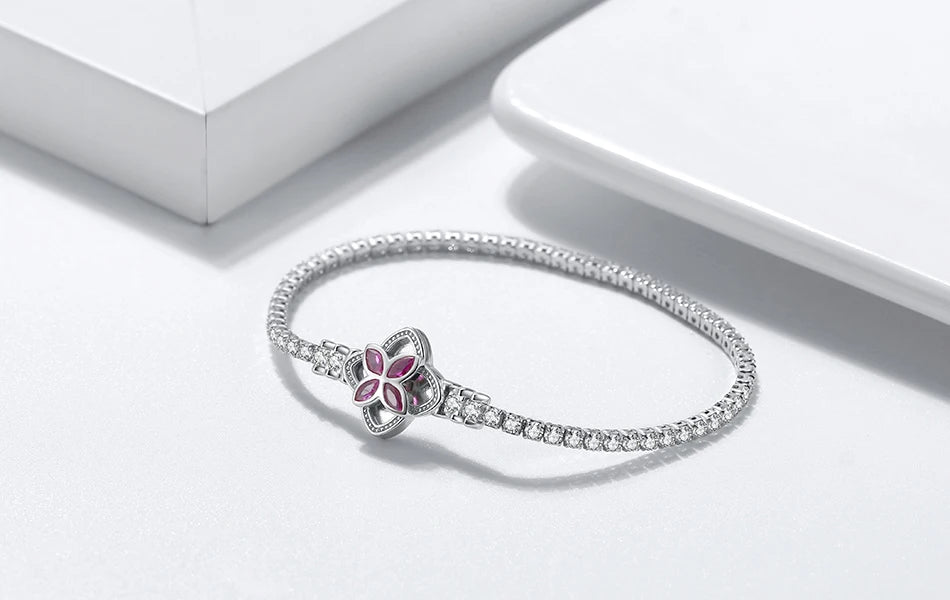 ORSA JEWELS Authentic 925 Sterling Silver Tennis Chain Bracelet Moulding Process Hanmade High-end Hand Chain for Man Woman SB128