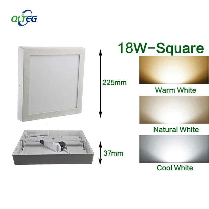 QLTEG Surface LED Square Ceiling Light 6W 12W 18W 24W 30W Round LED Panel Light Down Light with driver AC85-265V LED Indoor Lamp