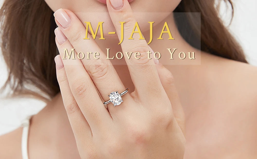 M-JAJA 1/2/3ct Moissanite Ring for Women Oval Cut Bridal Diamond Solitaire Wedding Promise Band 925 Sterling Silver Ring Jewelry