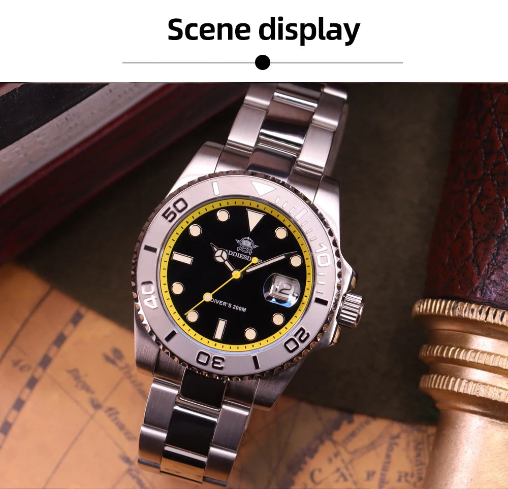 ADDIESDIVE 41mm Japan2115 Men's Quartz Watch 200m Waterproof Wristwatch BGW9 Luminous Ceramic Bezel 316 Steel Man Luxury Watches