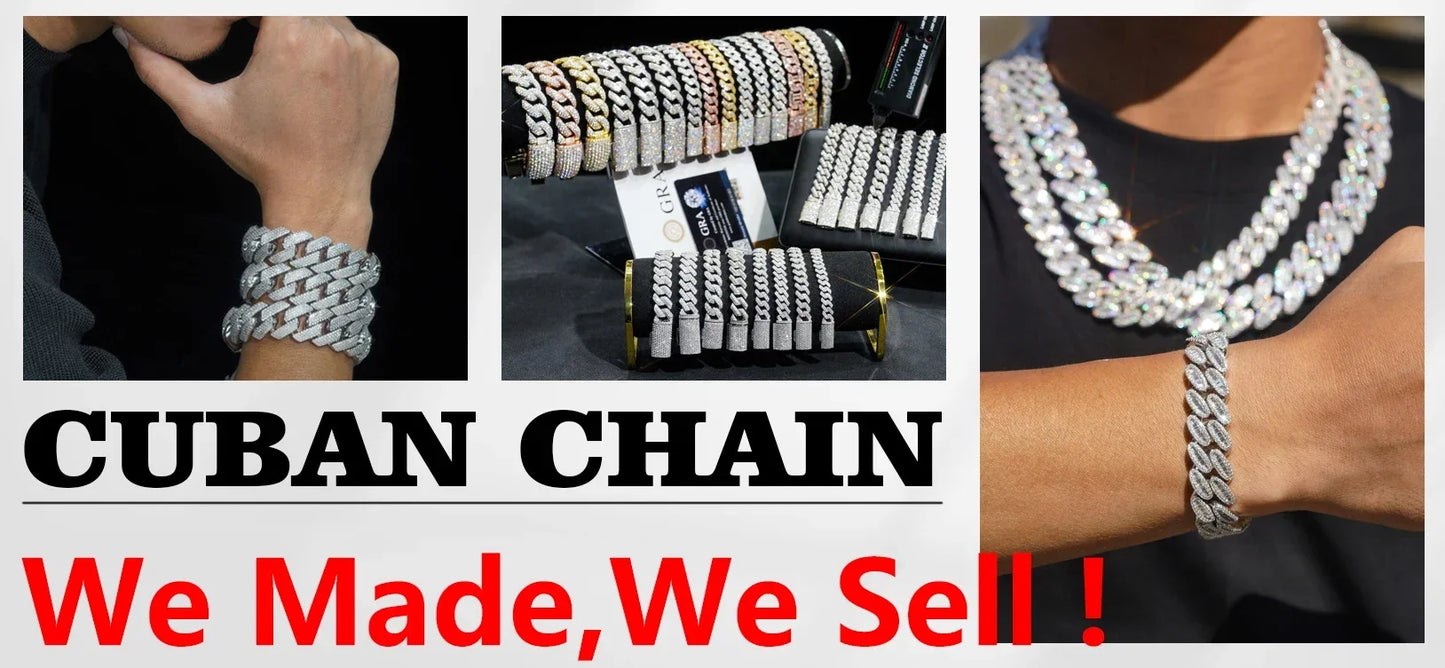 Royal blue Moissanite Bracelets for Women Hip hop Original 925 Sterling Silver Jewelry Women's man's Moissanite Tennis Chain