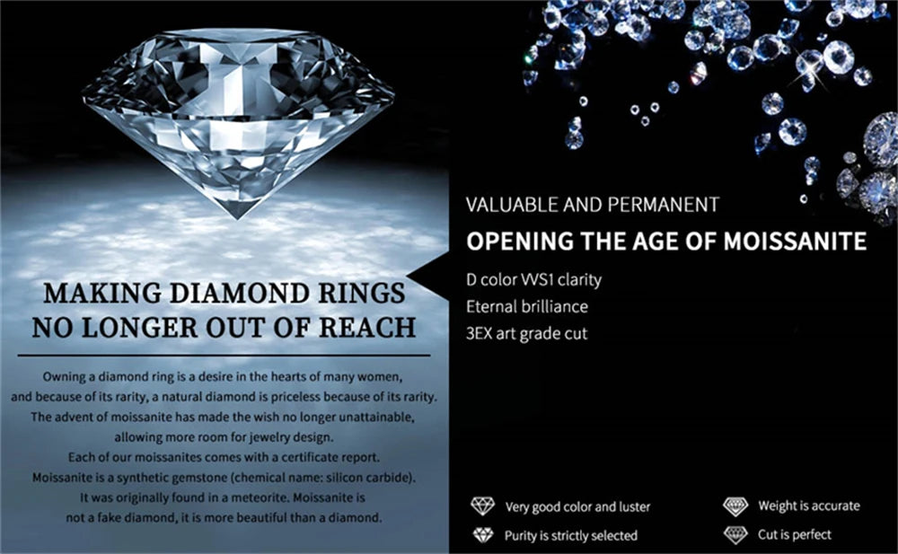 Luxury Round Cut 3.5CT Moissanite Ring for Women D VVS1 Synthetic Diamond Real S925 Silver Engagement Wedding Jewelry Pass Test