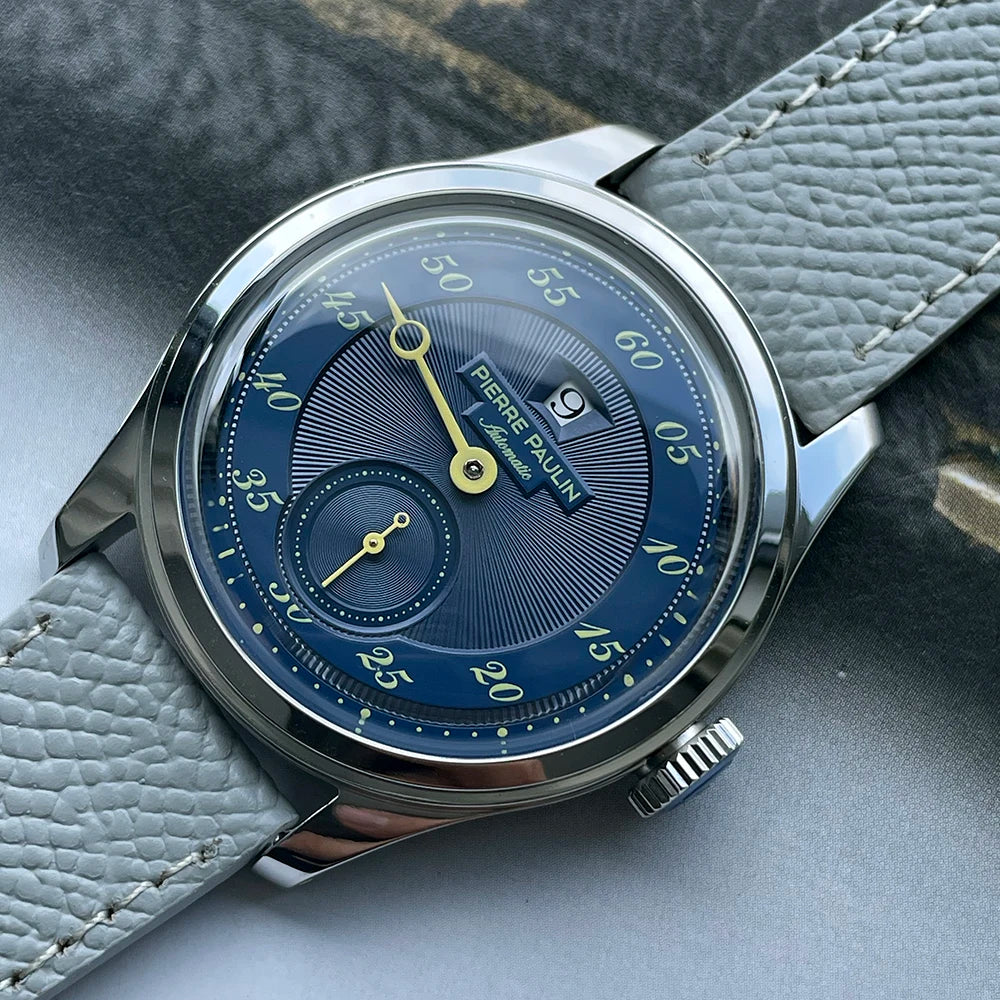 NEW Pierre Paulin Jumping Hour Men Watch Automatic St17 Mechanical Watch Steel Purplewatch Vintage Date Window 38mm Metal