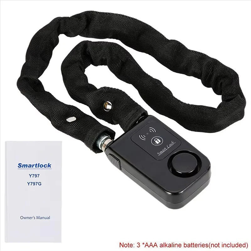 Bluetooth Smart Chain Lock Keyless Lock For Bike/Motorcycle Gate/Door With Anti Theft Alarm 110Db Phone APP Contro