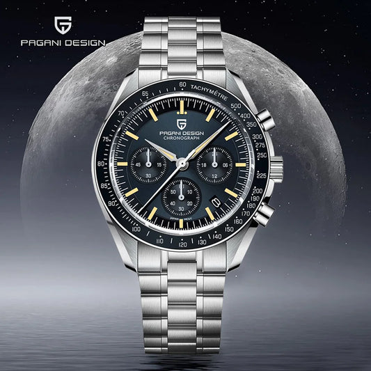 PAGANI DESIGN 2025 New Moon Men's Watches Luxury Quartz Watch Man Chronograph VK63 Men Gifts AR Sapphire Mirror Luminous Clock