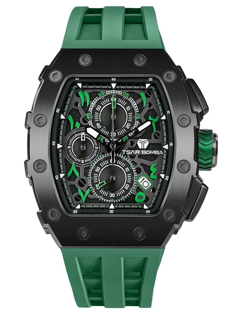 TSAR BOMBA 2025 New Mens Watch TB-8204QA Arabic numerals Dial Tonneau Wristwatch for Men Sapphire Mirror Waterproof Clcok