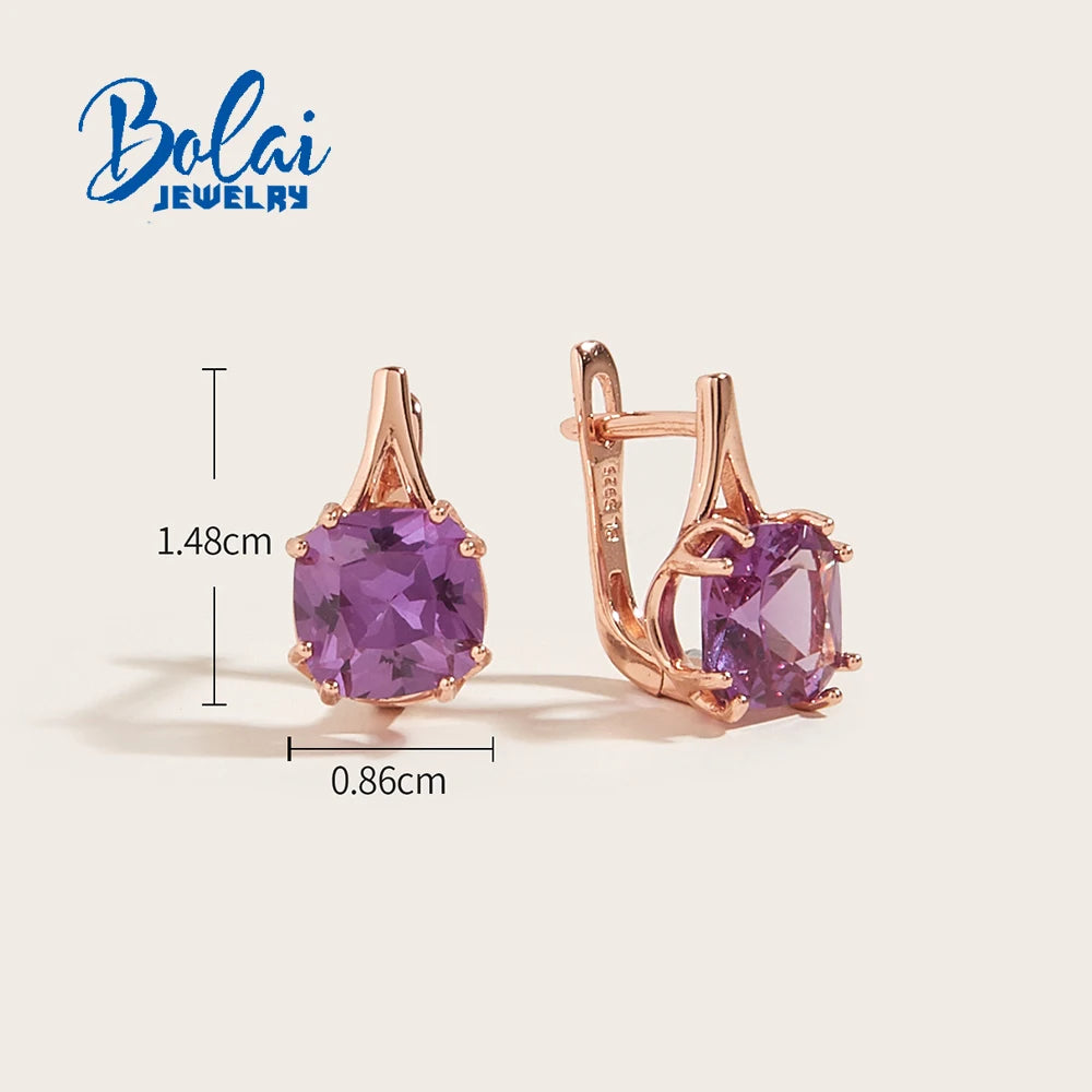 New Created nano Alexander Gemstone 925 sterling silver rose gold earring fashion simple design fine jewelry for women