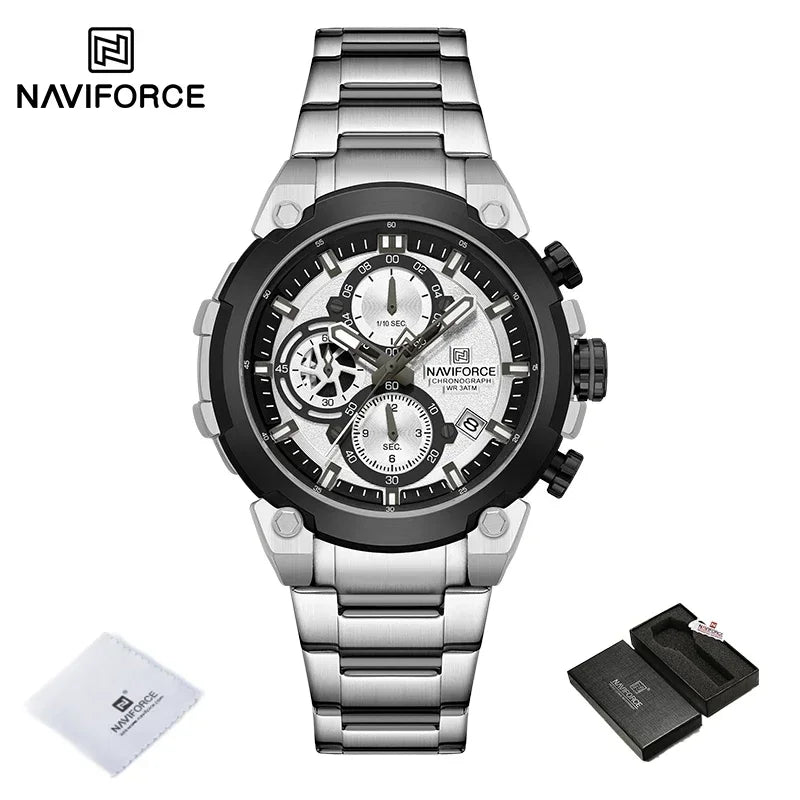 NAVIFORCF Mens Military Watches Luxury Wrist Watch Quartz Clock Watch Hot Fashion Men Waterproof Chronograph Relogio Masculino