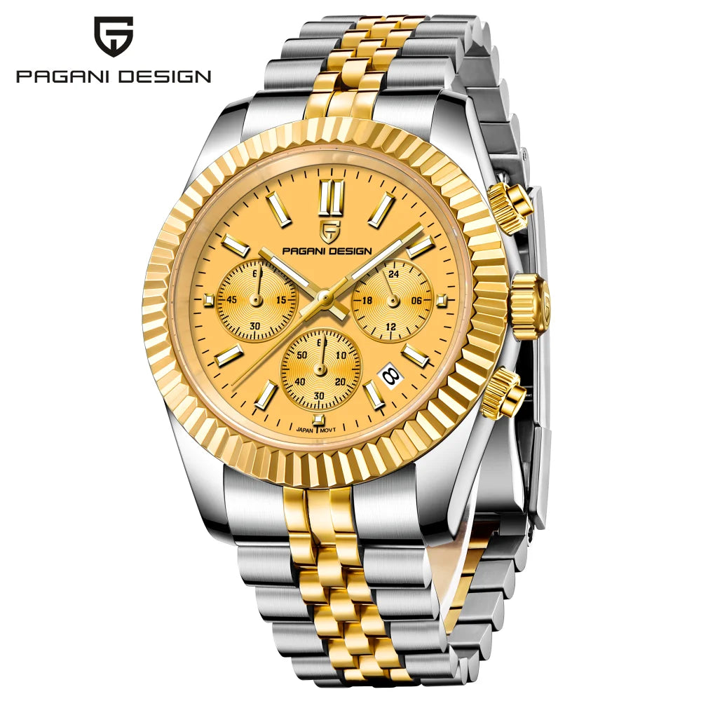 PAGANI DESIGN 2025 New PD1814 quartz watch VD53 thick 12mm stainless steel C3 sapphire watches for man pagani design watches