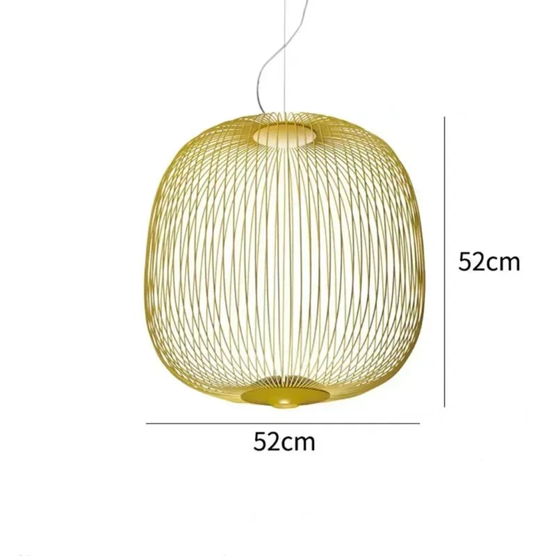 Minimalist Birdcage Hanging Light Italian Pendant Lamp Designer Spokes 1/2 Light  Home Decor Stairway Spot Lighting