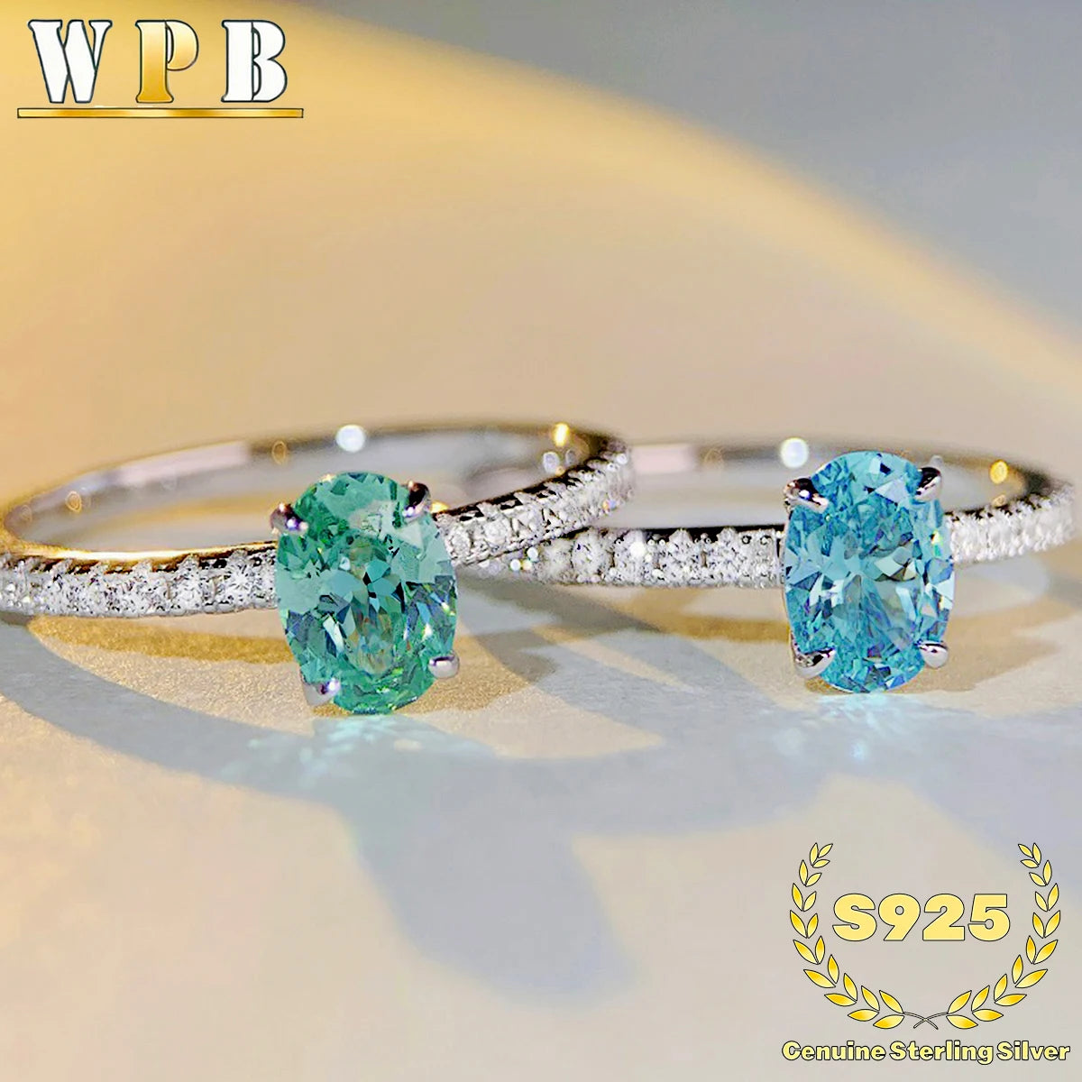 Genuine S925 Sterling Silver Ring 1CT Oval High Carbon Zirconia With CZ Tri-Color Jewelry Wedding Engagement Anniversary Gift